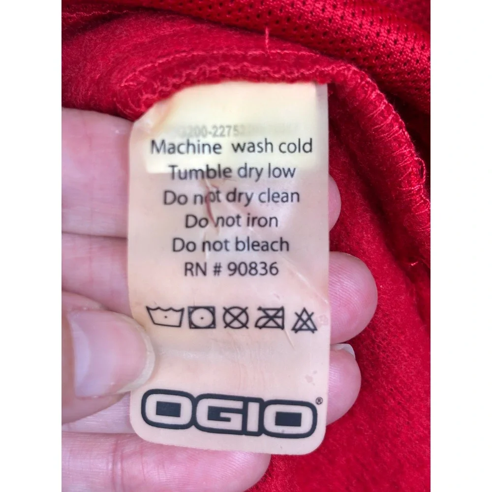 OGIO Mens Red Full Zip Performance Jacket Total Logo XL Textured Knit Mock Neck